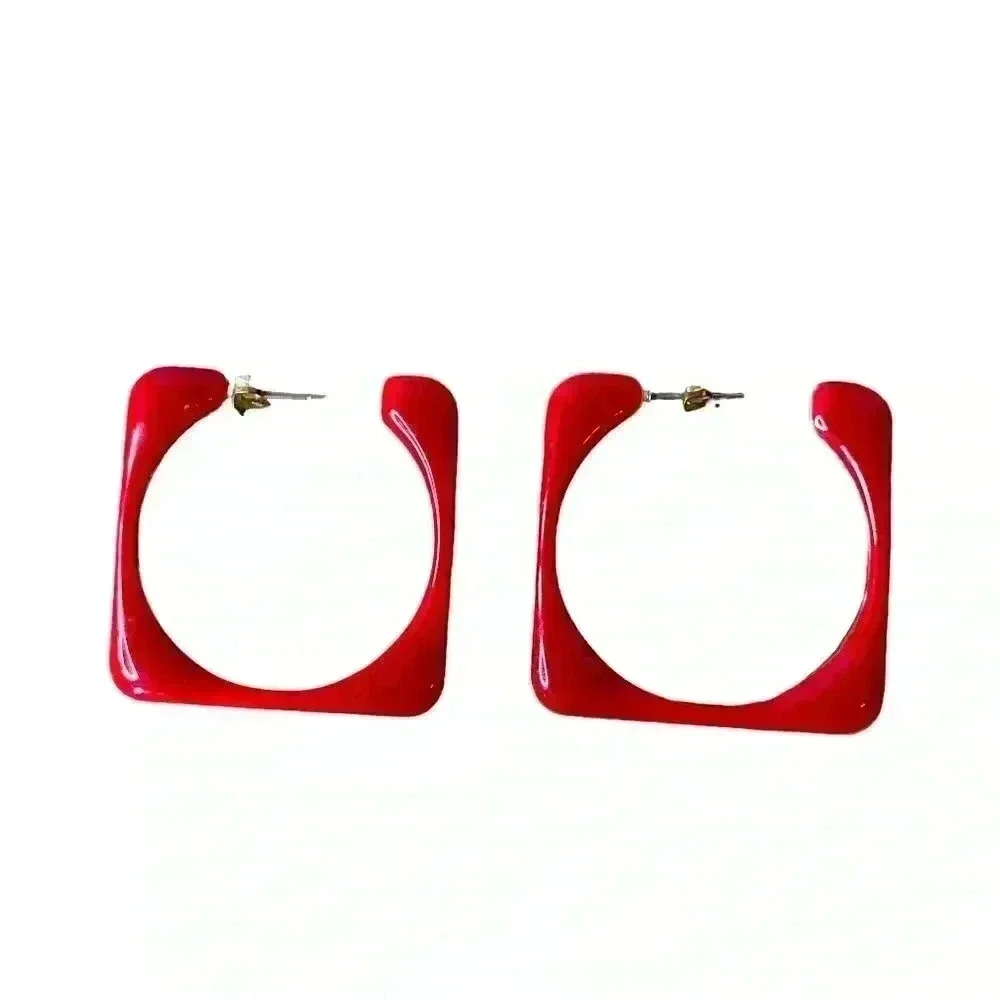 Cherry Red Deco Square Vintage Enamel Hool